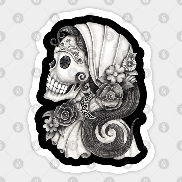 Female skeleton fashion model. Sticker by Jiewsurreal